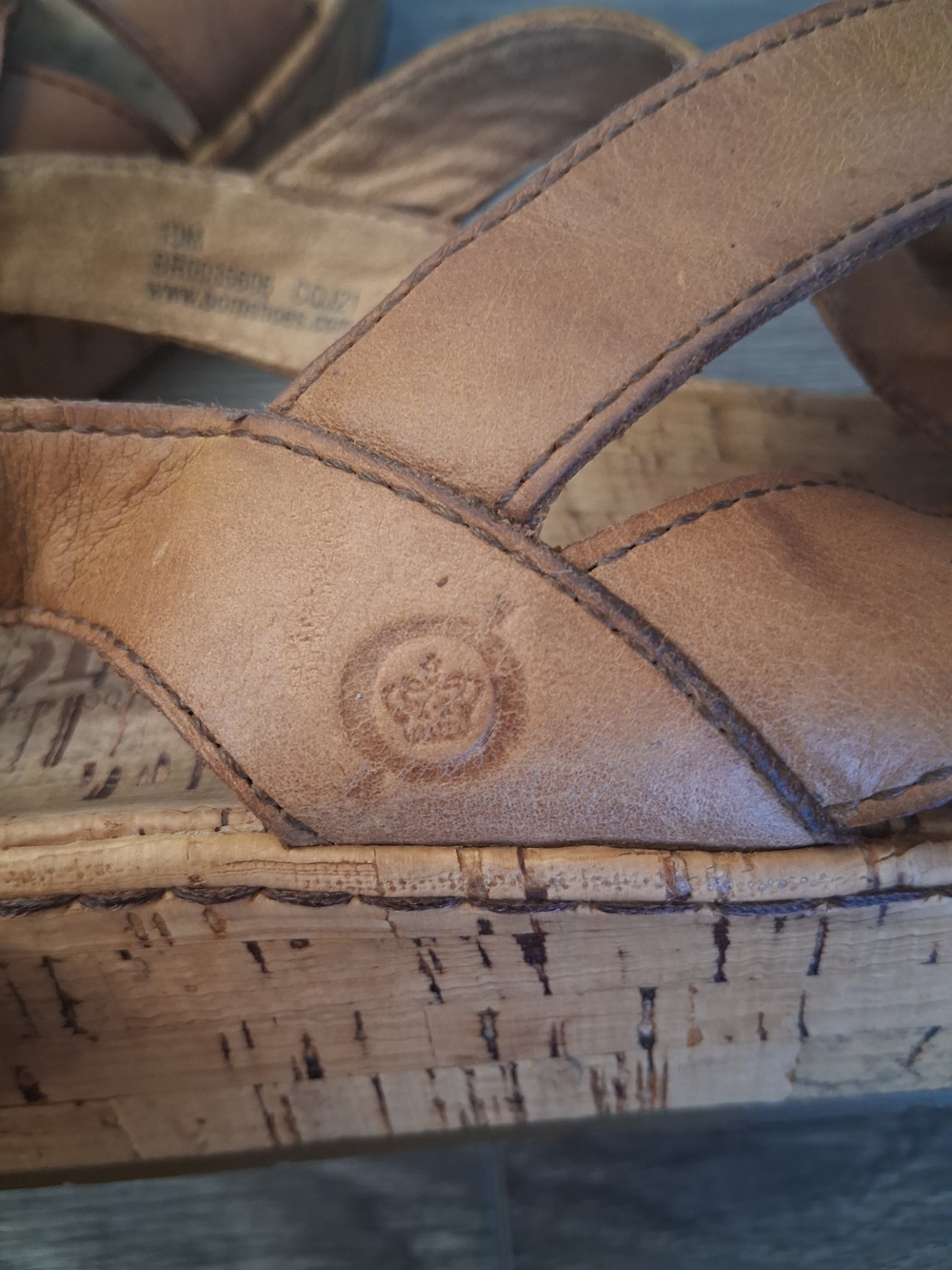 Born Leather Cork Platform Sandals Women's Sz 10 Brown Criss Cross Slingback - Picture 6 of 11
